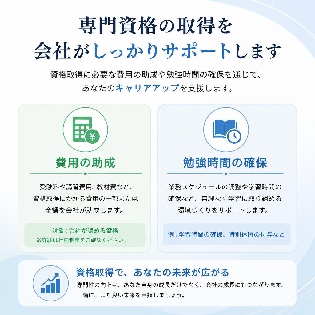 資格取得支援制度でスキルアップ！