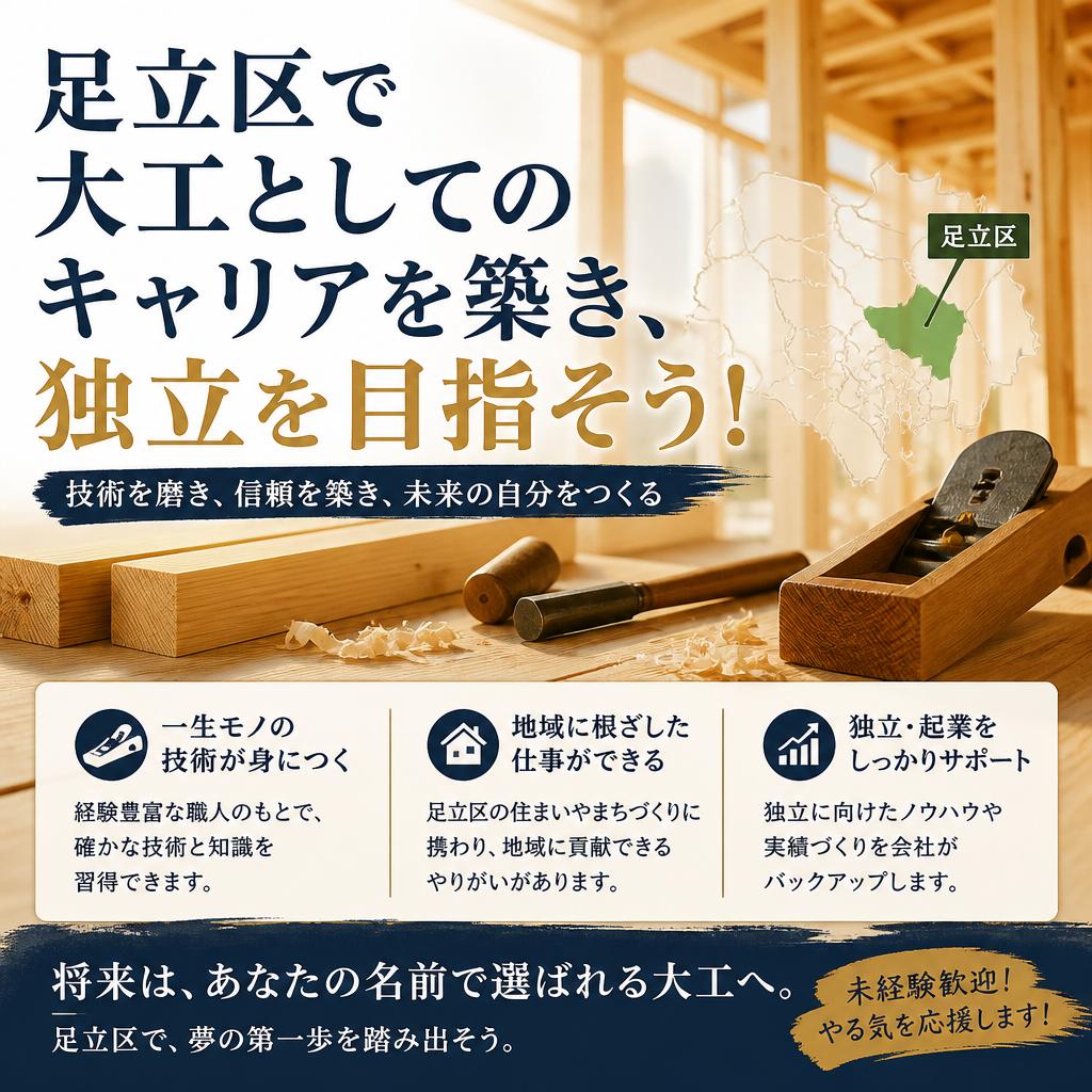 足立区で大工としてのキャリアを築き、独立を目指そう！