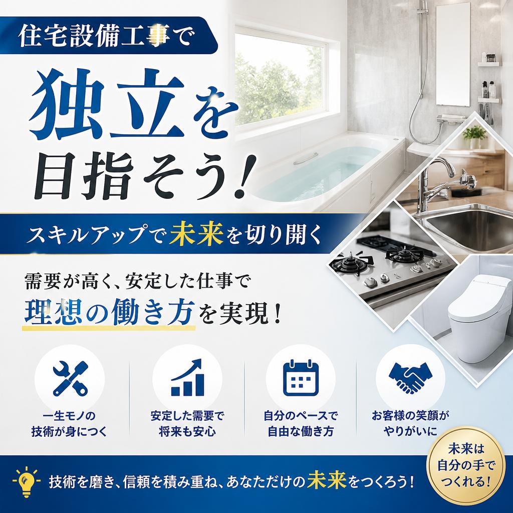 住宅設備工事で独立を目指そう！スキルアップで未来を切り開く