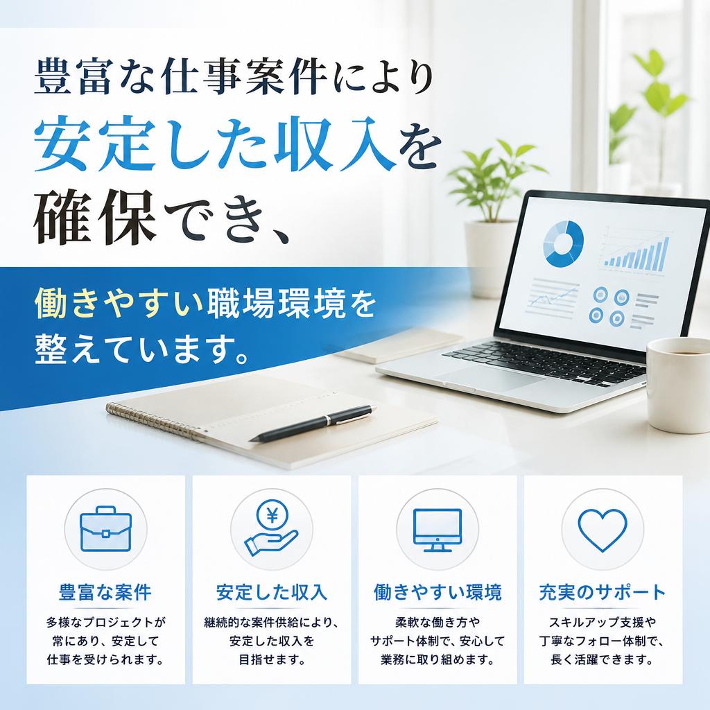 安定した仕事量と収入を保証