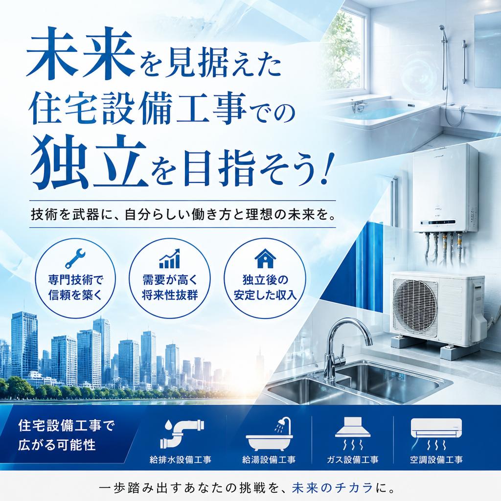 未来を見据えた住宅設備工事での独立を目指そう！