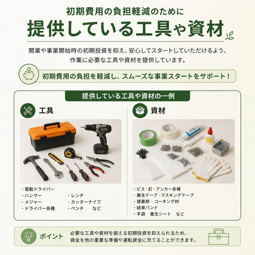 工具と資材のサポート