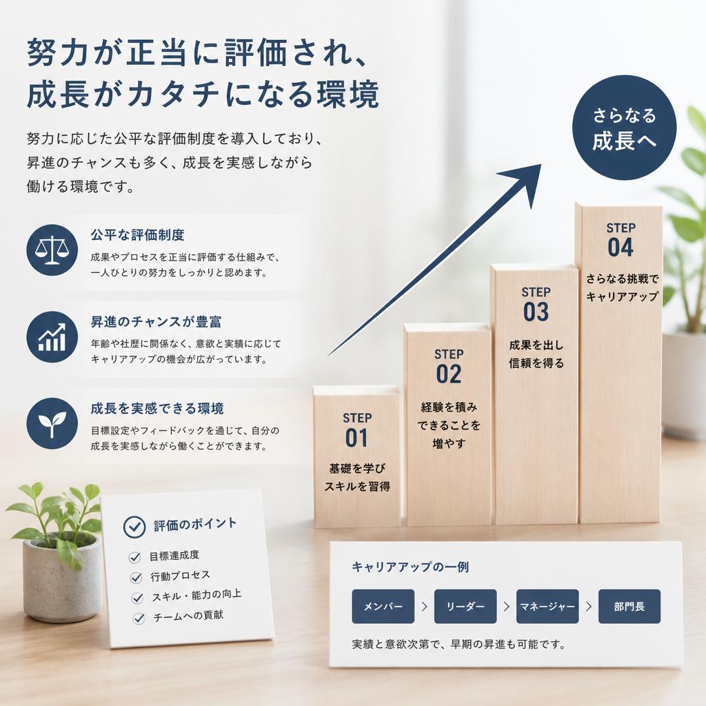 成長できるチャンスと評価制度