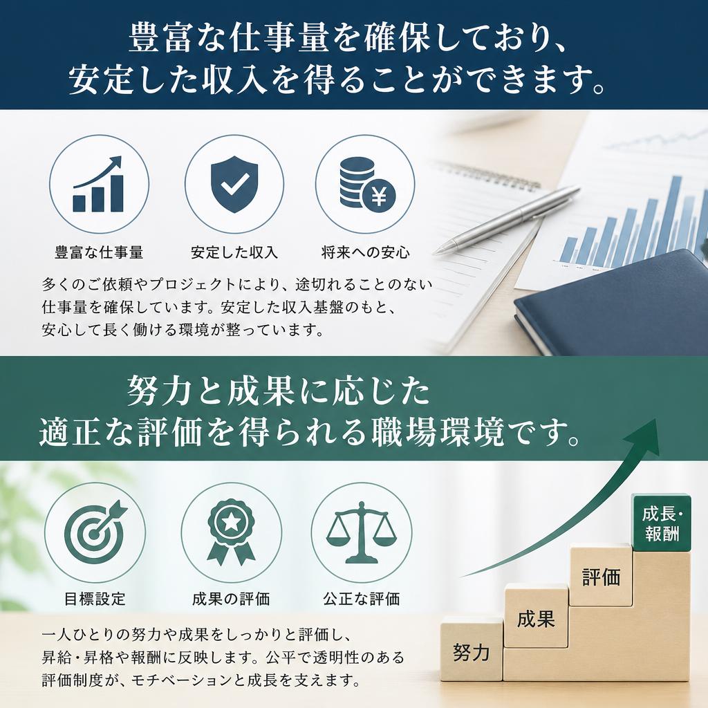 安定した収入と仕事量
